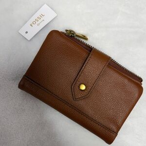Fossil Lainie Tan Leather Wallet with Gold Accents
